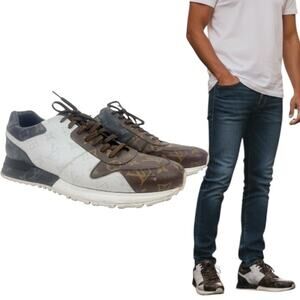 Louis Vuitton Run Away Monogram Leather Lace Up Sneakers Brown Size 11/12